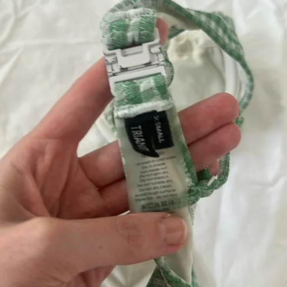 Triangl Green Gingham Bikini Top sz XS - Picture 4 of 4